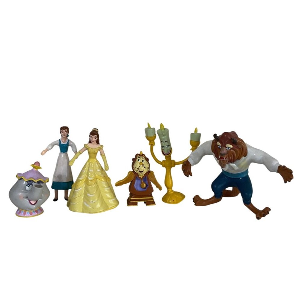 Disney Beauty & The Beast Figurine Set Belle Beast Lumière Cogsworth Mrs. Potts